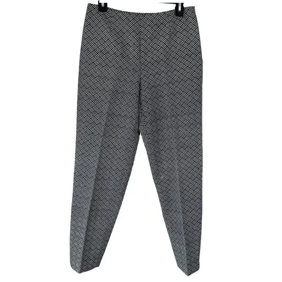 Dana Buchman Silk Blend Pants Geometric Black Gray Women's 8 Dress - Picture 8 of 9